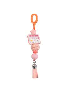 Macaron Inspirational Beaded Keychain, Handmade Woven Beads Tassel Bag Charm, Positive Slogan Backpack Pendant, Graduation Gift - 2829 - View 15