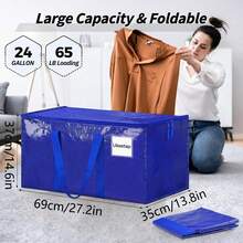 1/3 Paquete de Bolsas de Almacenamiento para Mudanza Extra Grandes y Reforzadas, Asas Reforzadas, Plegables y Planas, Resistentes y Ahorran Espacio, Bolsas de Almacenamiento para Empacar Mudanza, Artículos Esenciales para Dormitorio - Multicolor - Ver 2