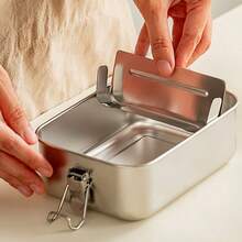 304 Stainless Steel Divided Lunch Box With Lid, Layered Travel Food Container, Sealed Lunch Box With Lid, Airtight Storage Box For Outdoor Use, Picnic Box - Multicolor - View 2