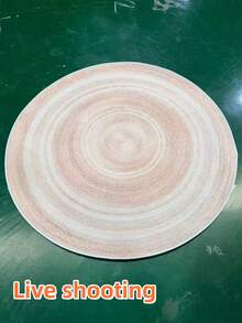 1pc Summer New Arrival, Natural Wood Style Beige Brown Gradient Round Rug, Water-Absorbent Soft Skin-Friendly Carpet, Summer Hot-Selling Decorative Mat, Decorative Rug, Bedroom Decor, Small Rug, Carpet, Home Decor, Living Room Rug, Living Room Small Rug, Bedroom Rug, Living Room Home Decor, Outdoor Rug, Washable Carpet - Multicolor - View 8