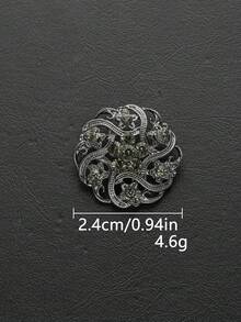 5pcs/Pack Flower Hollow Rhinestone Inlaid Classical Exquisite Textured Metal Large Buttons For Coats, Sweaters, Uniforms, School Uniforms, Suits, Jackets, DIY Bags, Shoes, Hats, Handicraft Accessories - Multicolor 1 - View 15