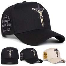 1 Stück Herren Jesus Kreuz Trucker Mütze, bestickte Baseballkappe, Street Fashion 5-Panel Mütze, Outdoor Sonnenschutz Lässig Mütze für Frühling/Herbst Reisen, Strandurlaub - Mehrfarbig - Übersicht 1