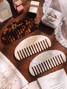 Bridesmaid Hair Comb Personalized, Engraved Acetate Hair Comb, Wedding Gift For Her - Multicolor - View 5