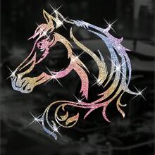 亮面馬頭汽車貼紙－必備風格，易貼於車身裝飾且不留殘膠，創意馬匹汽車貼紙，車門與車身裝飾貼紙，現代藝術汽車貼紙 - 酷炫馬頭 - 查看 15