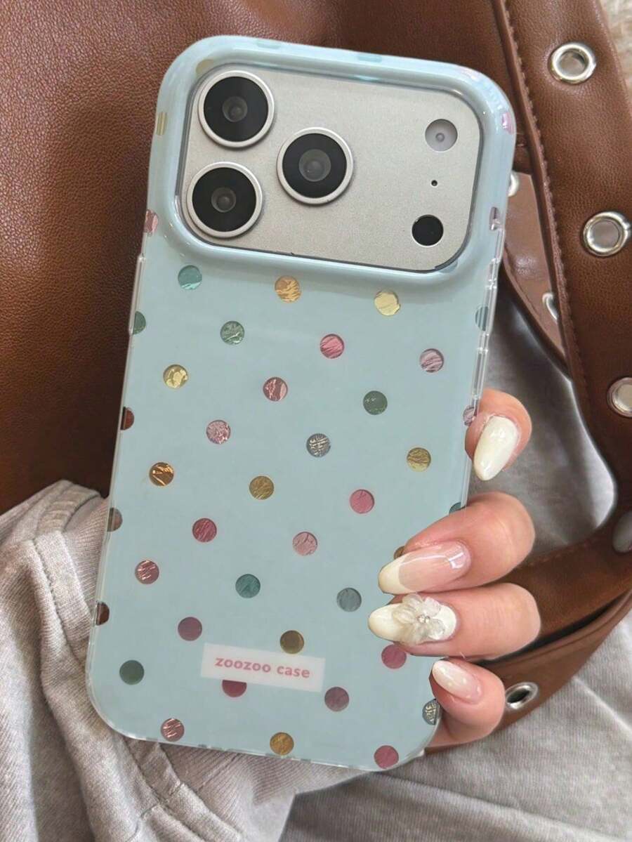 1件時尚極簡綠色波點手機殼,適用於 iPhone 11 至 17 系列,17Pro Max 17pro 17 16promax 16pr 16plus 15proma 15pro 15 14promax 14pro 14 13promax 13pro 13 12promax 12pro 12 11 智慧型手機保護殼 - 綠色 - 查看 1