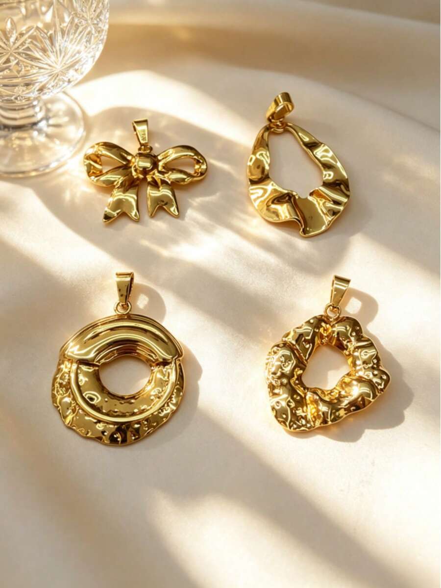 Niche Garden Wedding Graduation Gift High-End Texture Style Antioxidant Reusable Detachable Satin Stainless Steel DIY Handmade Pendant, Bowknot, Hollow Water Drop Multi-Floral Styles Suitable For Multi-Layer Necklace, Waterproof Sweat-Resistant Gentle Non-Irritating, School Campus Flower Sea Garden Tour Artistic Activity, Student Council Girls Bulk Purchase Wedding Favor, Gift Box For Mom, Best Friend, Fiancée - Multicolor - View 1