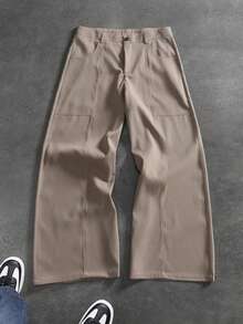 1pc Men's High Waist Wide Leg Casual Pants, Light Business Straight Leg Versatile Trousers, Suitable For Spring/Autumn And Daily Commute - Khaki - View 2