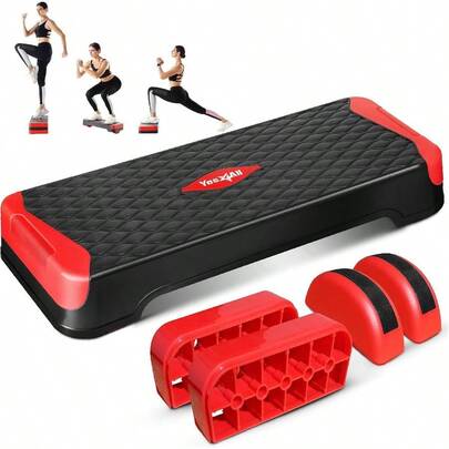 Yes4All Multifunctional Aerobic Stepper, Extra Half Round Legs, 4'' 6'' Adjustable Step Aerobics Platform for Workout, Step & Balance Exercise