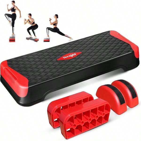 Yes4All Multifunctional Aerobic Stepper, Extra Half Round Legs, 4'' 6'' Adjustable Step Aerobics Platform for Workout, Step & Balance Exercise