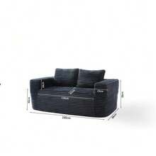 Deep 2-Seater Sofa Without Frame, No Assembly Required, Made Of Foam, Upholstered In Soft Corduroy, Modern Sofa For Small Space Apartment, Bedroom, Office (Grey) - 灰色 - 查看 3