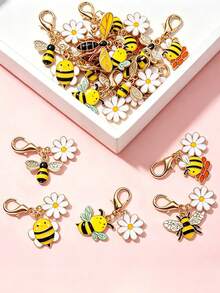 New Alloy Oil-Drip Bee Pendant Cute Animal Charm Bag Keychain Hanging Decoration Accessory - Yellow - View 5