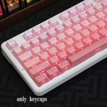 132 Keys Gradient Pink Split Line Keycaps, PBT Material, Cherry Height, Compatible With Cherry/Gateron MX Switches, High Quality, Wear-Resistant, No Fading, No Oil, Suitable For Gifts And Personal Use, Hot-Swappable Keycaps - View 2