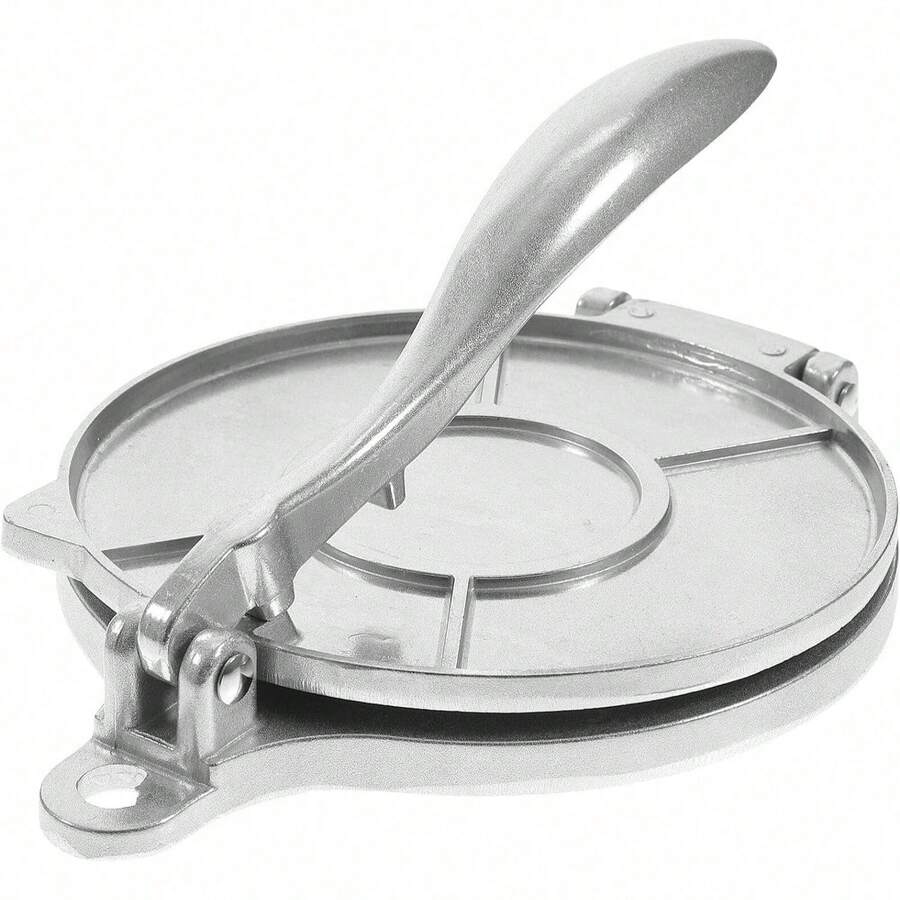 1pc Tortilla Press-A Tool For Making Tortillas, Tacos, Flatbreads, And Dumpling Wrappers; Aluminum Press (Silver)-Easy To Clean; Suitable For Tortillas, Pizza Dough, Dumpling Wrappers, And Bread Dough.Suitable For Home And Professional Use. - Multicolor - View 1