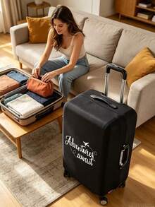 18-32 Inch Durable Universal Luggage Cover With "Adventure And Airplane" Pattern, Dust-Proof And Scratch-Resistant Suitcase Protector With Elastic Edges, Suitable For Flights, Honeymoon, Airport, Cruise, Business Travel, Unisex Travel Essential Accessory, Perfect Gift For Family, Friends, Mother, Teacher, Fits Most Rolling Luggage, Carry-On Bags, Suitcases, With Luggage Tag, Back To School Essential, Birthday Gift, Friend Gift - Multicolor - View 3