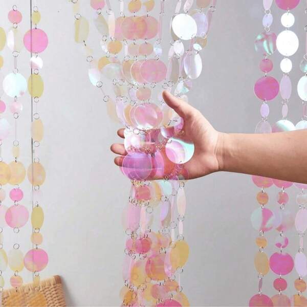 5pcs/10pcs Extra Long Sequin Bead Curtain, Pink Room Decor, Easy To Install, Suitable For Bedroom, Closet Door, Stage, Holiday, Wedding, Christmas Supplies
