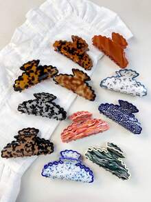 Wave Scalloped Hair Claw Clips For Women, Large Marble Tortoise Shell Print Acrylic Hair Jaw Clips, Cute Butterfly Shape Non Slip Strong Hold Hair Bar - Multicolor - View 13