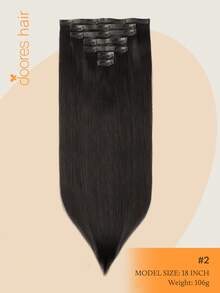 DOORES Seamless PU Clip-In Hair Extensions 7pcs 110g Dark Brown 100% Human Hair Invisible Comfortable Natural Blend Suitable For Women And Girls Easy to Wear - S2 - View 5