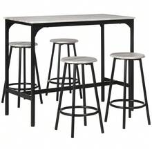 Bar Table With Bar Stool Set, 5-Piece Bar Table Set, Kitchen Table With 4 Bar Stools, Dining Set In Industrial Design - 灰色的 - 查看 1