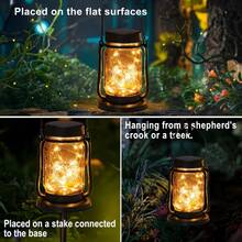 2pcs Solar Hanging Outdoor Lanterns, IP65, 600mAh Long-Lasting Battery, Super Bright Imported LEDs, High-Efficiency Solar Panel, 30 Warm White Fairy Lights, Vintage Mason Jar Design For Yard, Patio, Wedding & Christmas Decor - 2 件裝 - 查看 10