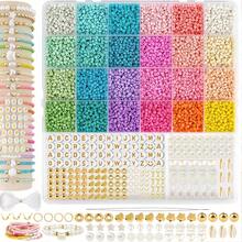 Multi Color 3mm Mini Seed Bead Bracelet Making Supplies Set Complete With A-Z Letter Beads, Heart Star Shell Pendants, Jump Rings For Handmade Friendship Bracelets - Multicolor - View 1