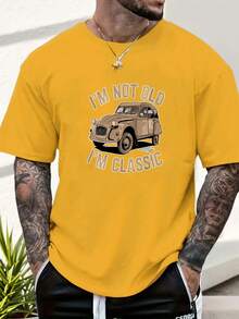 Men'S 'I'M Not Old, I'M Classic' Pattern Summer Casual Short Sleeve T-Shirt - 白色 - 查看 6