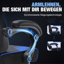 EXRACING Gaming Chair - Ergonomic Gaming Chair With Footrest, Headrest And Lumbar Support, Height Adjustable, Padded, 180 Kg - 藍色 - 查看 7