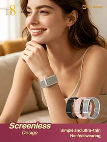 D8 Screenless Smartwatch Ultra-Thin Minimalist Fitness Tracker, IP68 Waterproof, Bluetooth 5.2 Stable Connection, 40-Day Ultra-Long Standby Low Power Consumption, Heart Rate Sleep Monitoring Pedometer Calorie Calculation, Multi-Sport Mode Call Message Notification - View 2