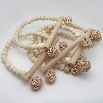 Columpio para loro, accesorio para jaula de pájaros, soporte colgante de madera, juguete para mascota pequeña, accesorio para pájaros, anillo colgante, poste de descanso