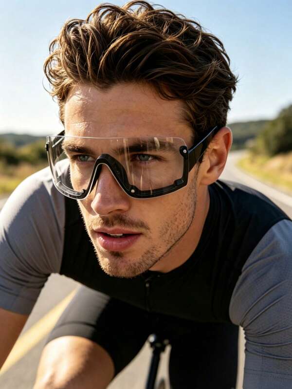 1PC Frameless Transparent Cycling Glasses, Unisex Outdoor Hiking Night Running Sports Eyewear