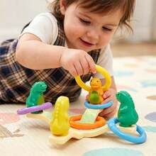 Mainan Edukasi Lempar Cincin Keseimbangan Dinosaurus, Permainan Cincin untuk Melatih Koordinasi Mata dan Tangan Bayi, Permainan Sensorik Pengenalan Warna untuk Balita, Mainan Bayi - MultiWarna - View 3