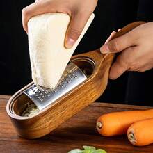 1pc Stainless Steel Cheese Grater With Acacia Wood Storage Box, Cheese Tool, Grater, Slicer - Multicolor - View 2