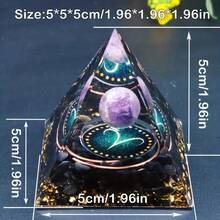 1pc Twelve Constellations Orgone Pyramid - Taurus/Scorpio/Leo/Pisces/Cancer/Virgo/Libra/Aries/Gemini/Aquarius Amethyst - Gift Tool, Home Decor - Multicolor - View 2