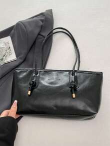 Dedoo 1 pieza Bolso de bolos color café nuevo, estilo retro otoño/invierno, adecuado para ir al trabajo/estudiantes (colgante no incluido) - Negro - Ver 10