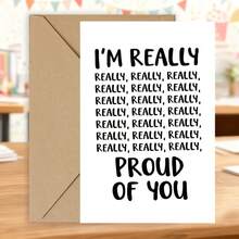 1/3 Sets I'm Truly Proud Of You" Greeting Card With Envelope, Featuring A Fun Repetitive Text Design, Suitable For Celebrating Achievements, Birthdays, Promotions, Encouragement, And All Occasions - A - View 4