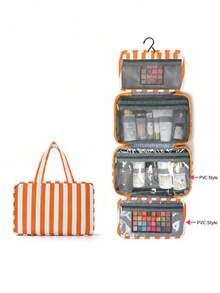Sac de toilette et de maquillage multifonctionnel à 4 compartiments suspendus, organisateur de cosmétiques de voyage grande capacité avec crochet, sac de toilette portable pour usage professionnel et quotidien - Multicolore - Voir 32