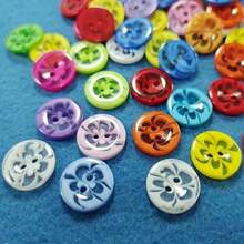 50/100pcs Mixed Color Flower Buttons Translucent Resin Round Buttons DIY Decorative Buttons Handmade Craft Supplies Clothing Sewing Knitting Accessories (Size: 1.35cm) - A - View 7