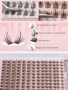 200pcs Self-Adhesive D-Curl Fluffy 8-16mm Mixed Individual DIY Lash Extensions Glue-Free Cluster Lashes Natural Thin Cartoon Lashes Makeup Tool Gift For Women Girls Weekly Lashes - D - View 4