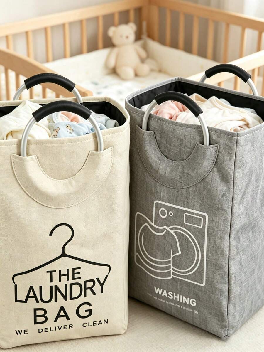 1pc Heavy Duty Extra Large Capacity Laundry Basket, Space-Saving Foldable Laundry Basket, Suitable For Room Decor, Nursery Decor, Bedroom Accessories - Multicolor - View 1
