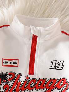 Baby Boy Casual Fashion Sports Letter Print Sweatshirt & Pants 2pcs Set Spring Autumn Winter - White - View 3
