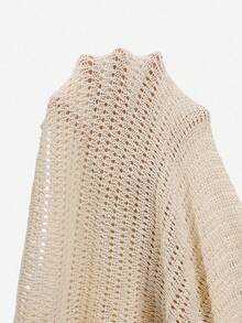 Elegant Solid Color Knit Hollow Out Camisole Dress, Casual Resort Beach Wear For Summer Vacation - Apricot - View 7