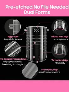 160pcs Straight Dual-End Gel Nail Molds, Suitable For Fingers And Toes, Wide And Flat, Reusable, Unisex, Pre-Etched, No Grinding Required - Clear - View 3
