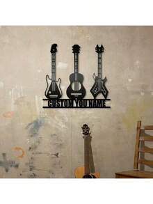 1pc Customizable Guitarist Metal Sign, Music Band Scene Party Hanging Decor, Door Decoration, Iron Wall Hanging Ornament, Wall-Mounted Guitarist Silhouette Line Art Decoration, Used For Door Decoration, Living Room Wall Decoration, Outdoor Yard Decoration, Music Room Door Sign Decoration And Multi-Functional Decor, Professional Sign, Mother's Day And Father's Day Gift - Multicolor - View 5