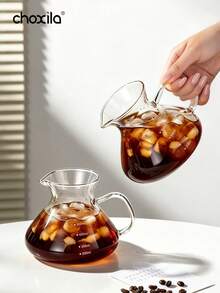 choxila 1pc 650ml Borosilicate Glass Coffee Server With Scale And Handle, Suitable For Pour Over Coffee - 650ml - View 2
