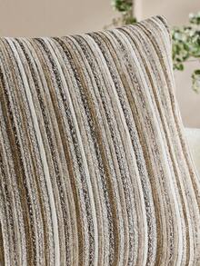 1/2 Stücke strukturierte Chenille Kissenbezüge 18x18 Zoll, weiche dekorative Kissenbezüge mit Streifenmuster für Sofa, Kissenbezüge, geeignet für Sofa, Schlafzimmer, Wohnzimmer, Ausstellungsraum, alle Jahreszeiten - Beige - Übersicht 3
