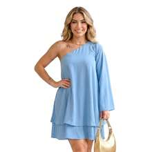 Vestido Feminino Curto Casual Festa Feminino Modinha Menina Moderna Mula Manca - Azul bebê - Visão 6