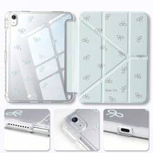 可愛 Y 型折疊平板保護殼，附筆槽，相容 iPad Air 8 (M4) 11" 13" 2026 11th (A16) Air 11 M3 M2 Pro 11 M4 M5 7th 8th 9th 10.2" 10th 10.9 Air 4 Air 5，四角防摔設計 - 淡藍色蝴蝶結 - 查看 6