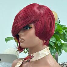 Short Pixie Cut Wig With Bangs 8 Inch Straight Virgin Layered Wigs Throw On And Go Glueless Wigs For Women Daily Party Wig - #4 - View 4