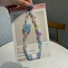 Cordón para teléfono con corazón de cristal, correa de mano portátil, cordón para persona relajada, correa para bolso - Multicolor - Ver 8