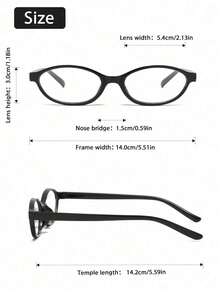 1/2pcs Oval Small Frame Glasses, Unisex - Multicolor - View 5