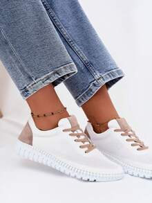 Artiker 58C3083 Women's Sporty Low-Top Shoes Made Of Natural Leather Comfortable And Breathable Casual Everyday Footwear White Brown - White - View 7